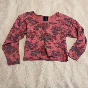 In LA California size Small Pink Barbie Floral Cropped Boxy Long Sleeve Top